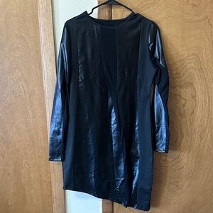 Black Long Sleeve Faux Leather Dress